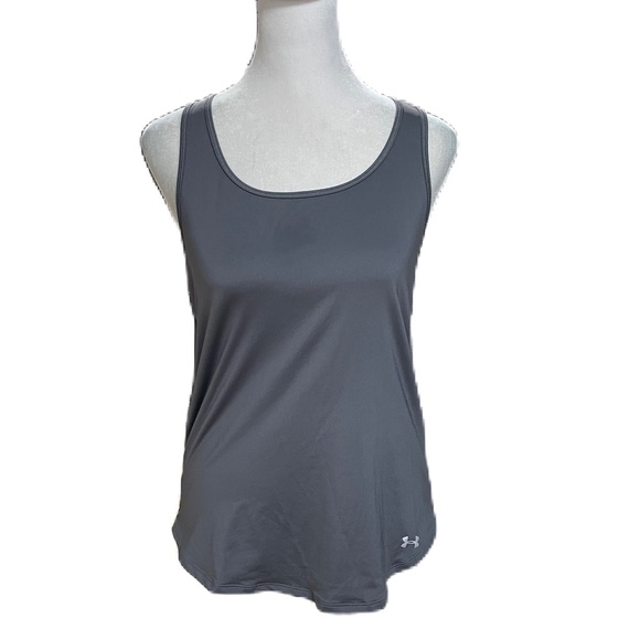 Under Armour Gray with Black Stripe Racerback Tank Top Size Small - Picture 2 of 10